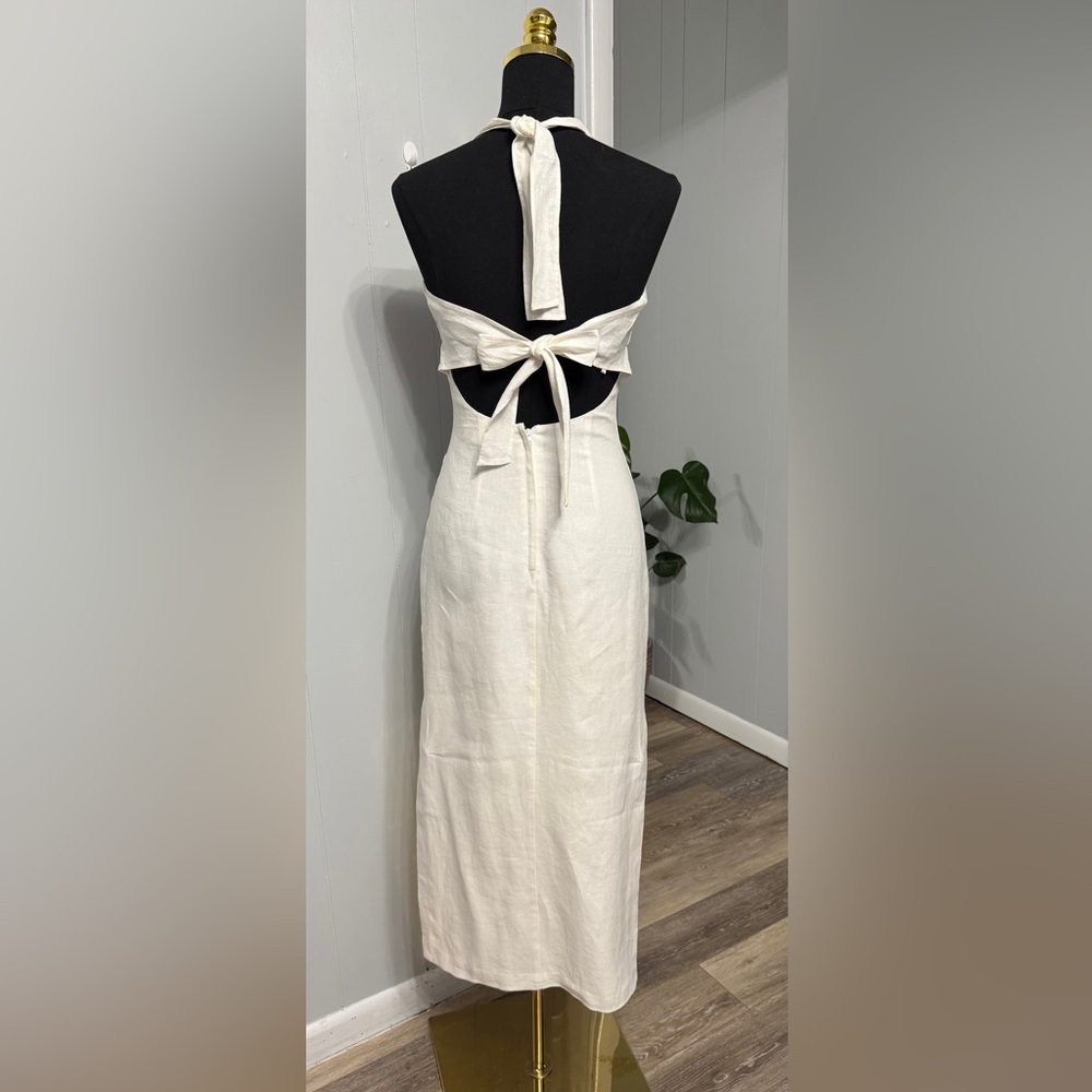 #13)  100% Cotton White House Black Market Strapless Off-White or Cream Dress